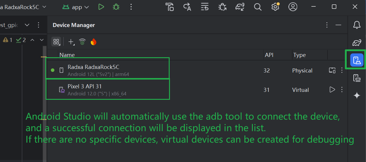 android studio device