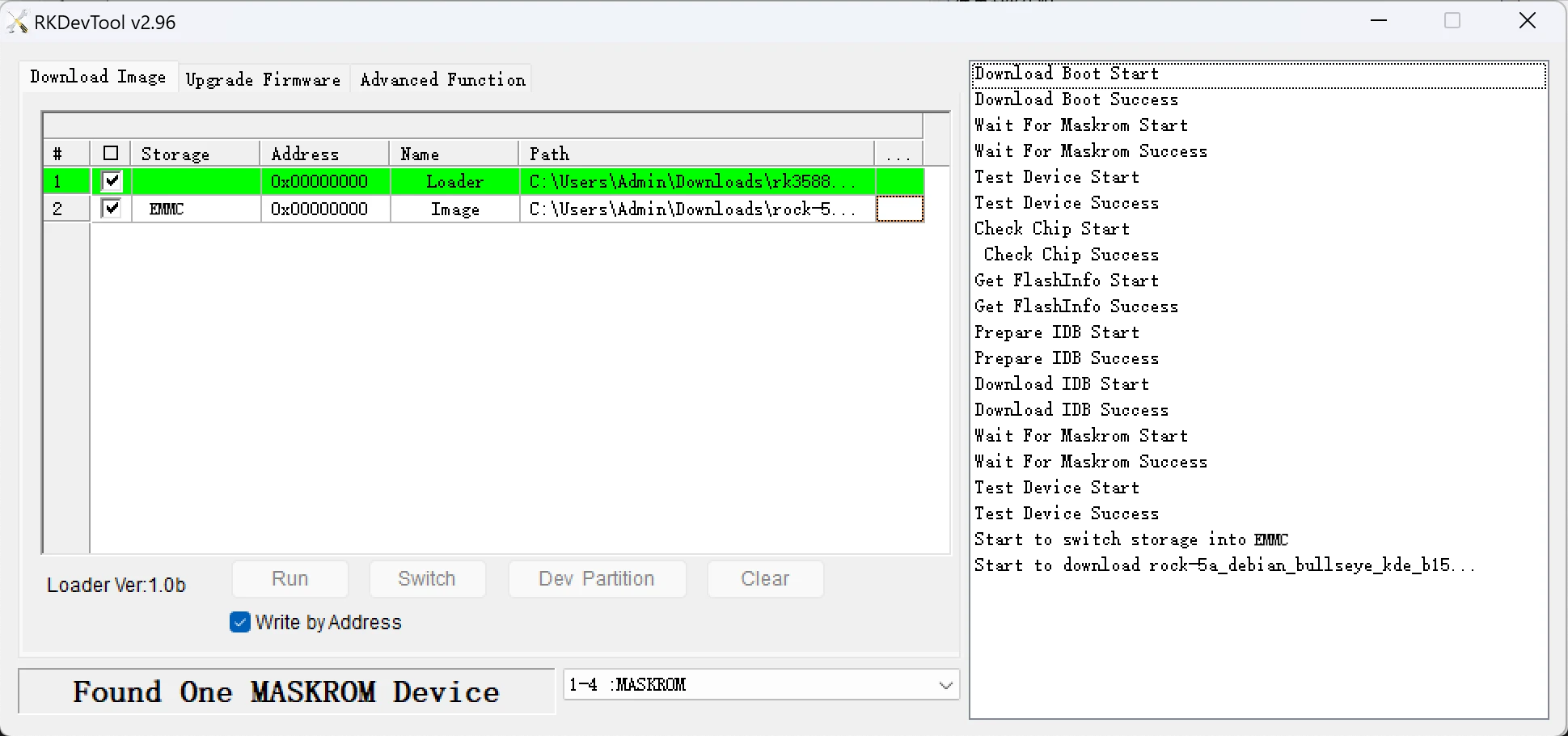 RKDevTool flashing