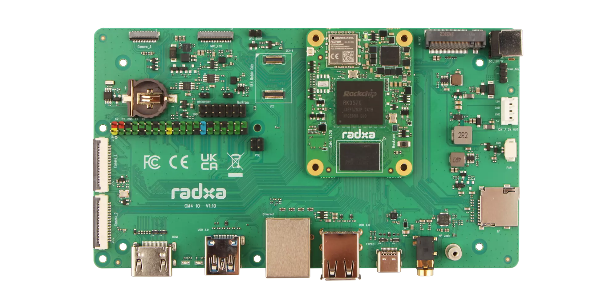 Front View of CM4 with CM4 IO Board