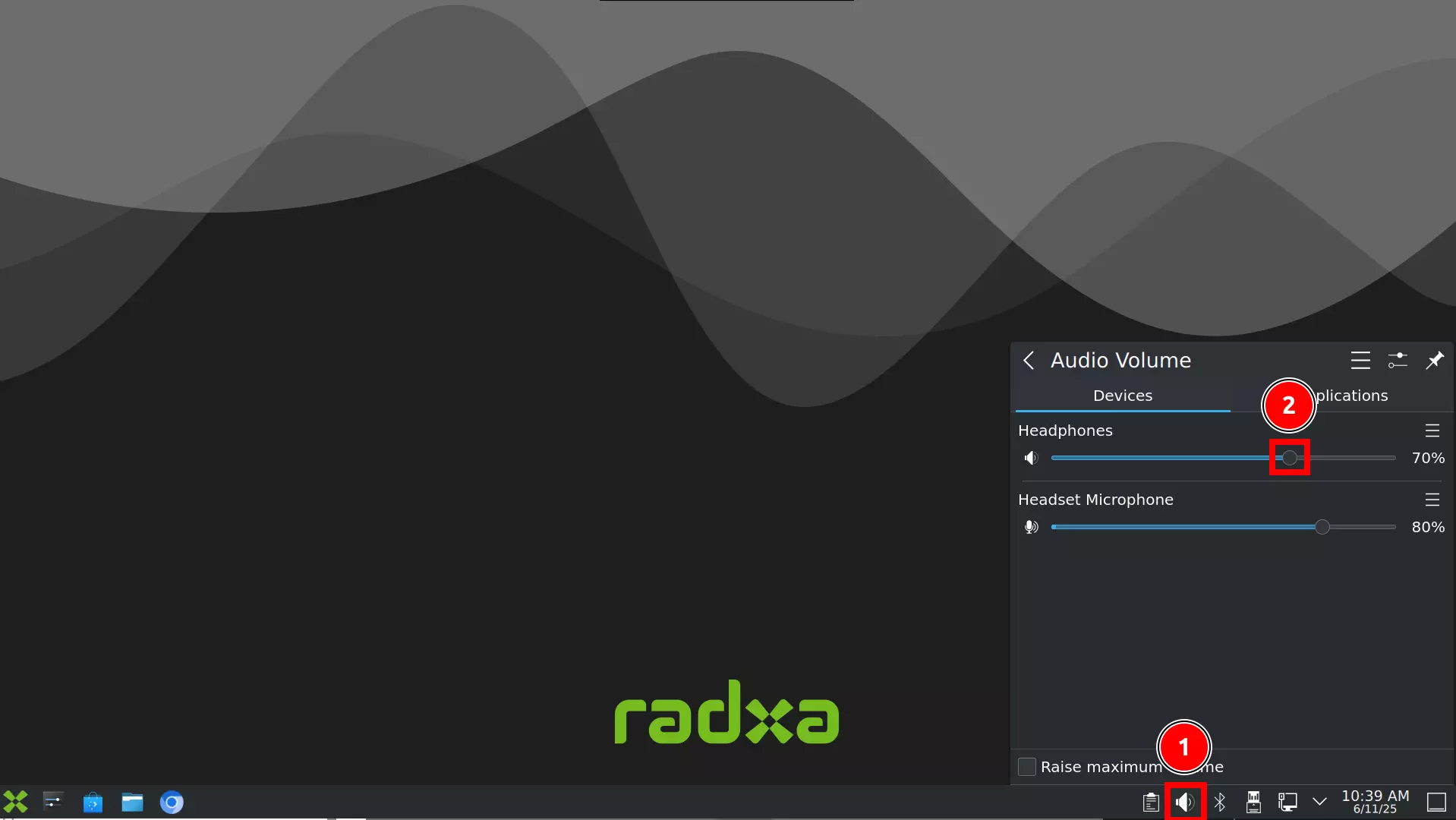 Audio settings interface