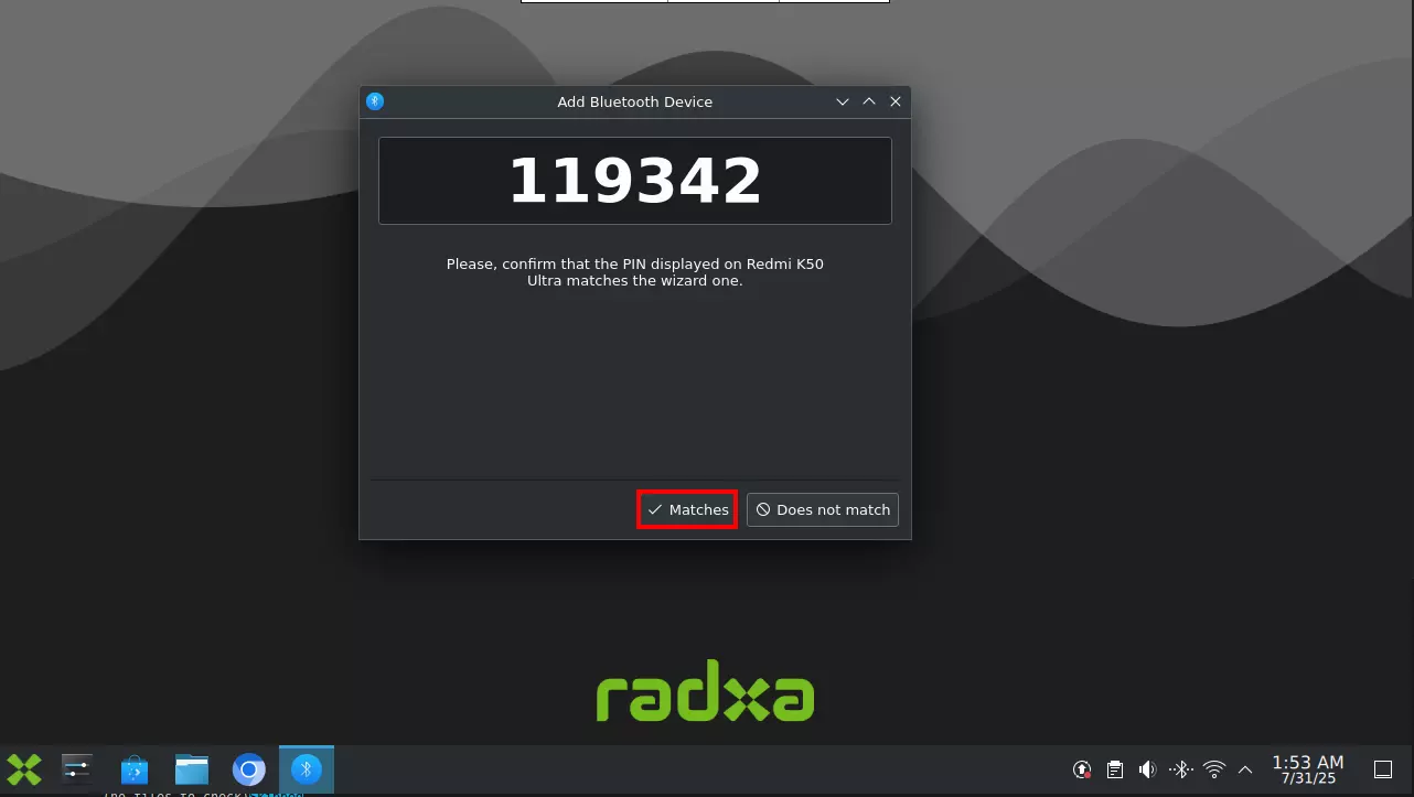 Bluetooth pairing interface