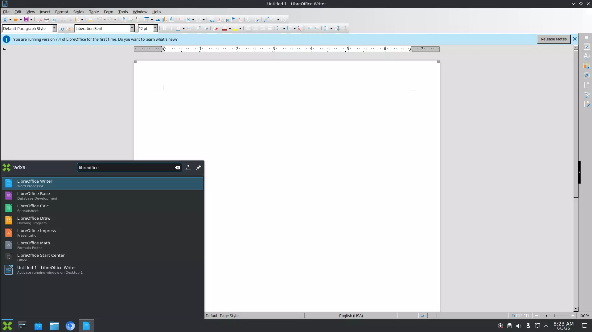 LibreOffice application interface