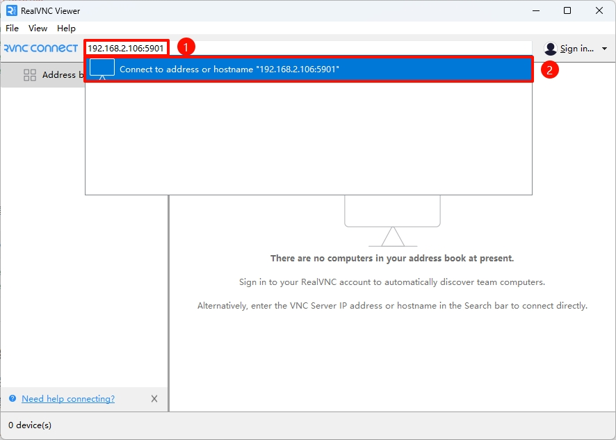 VNC Connection Setup