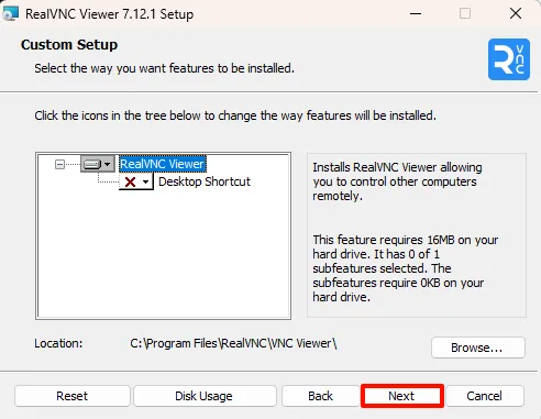 VNC Viewer Installation Location