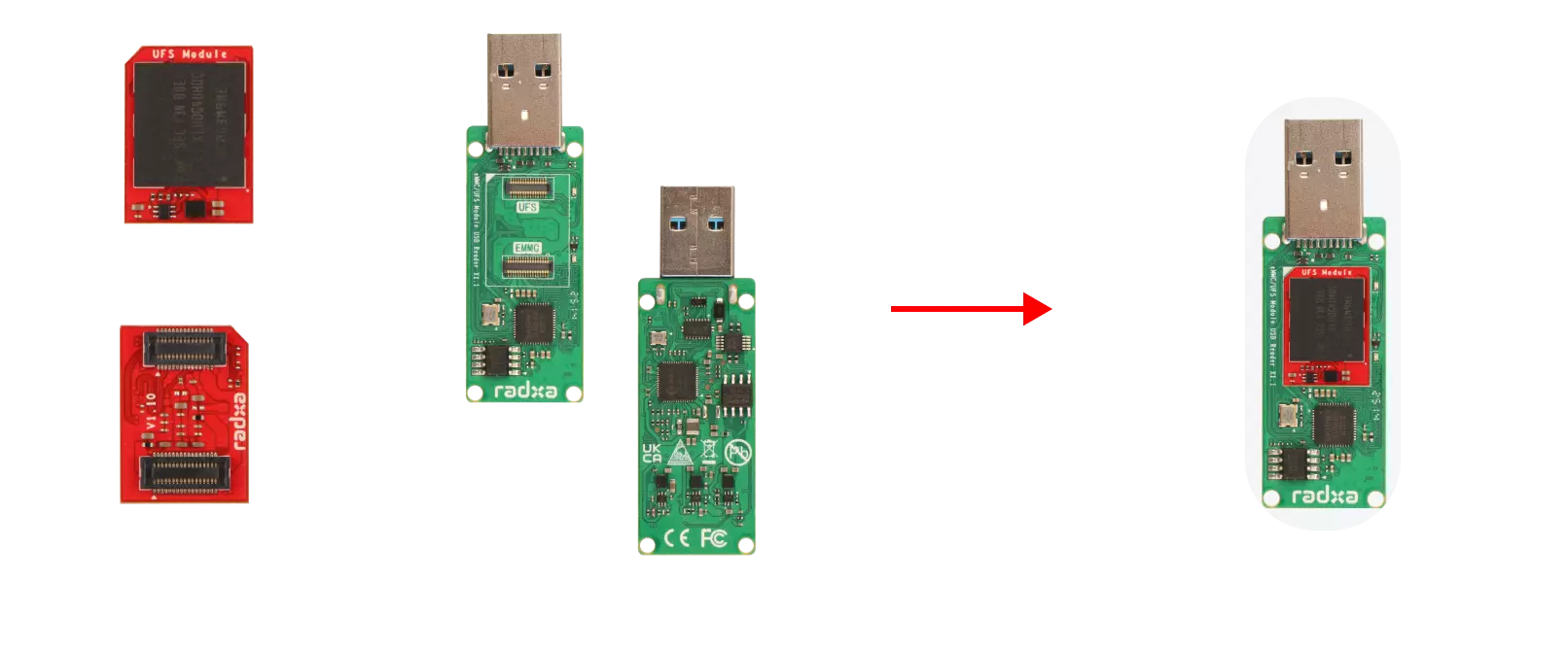 UFS module installation with reader