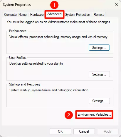System Properties Window