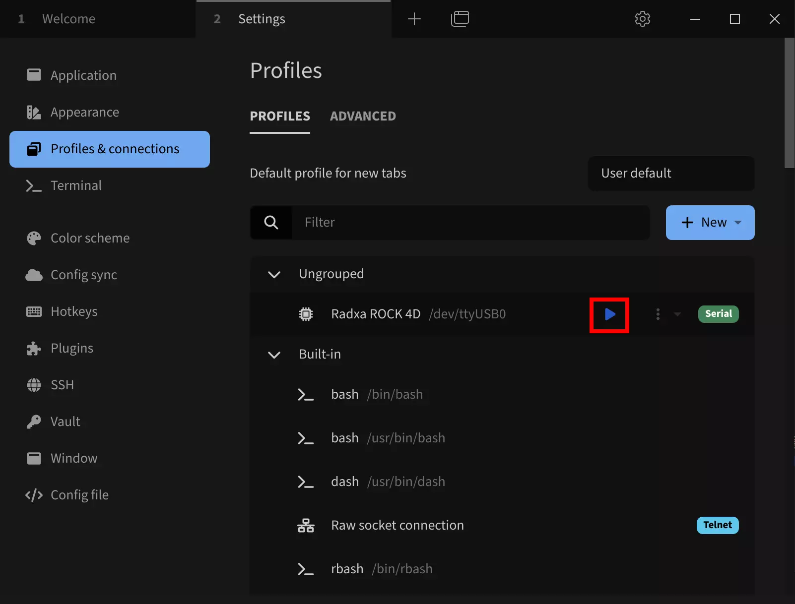 Connect to serial device