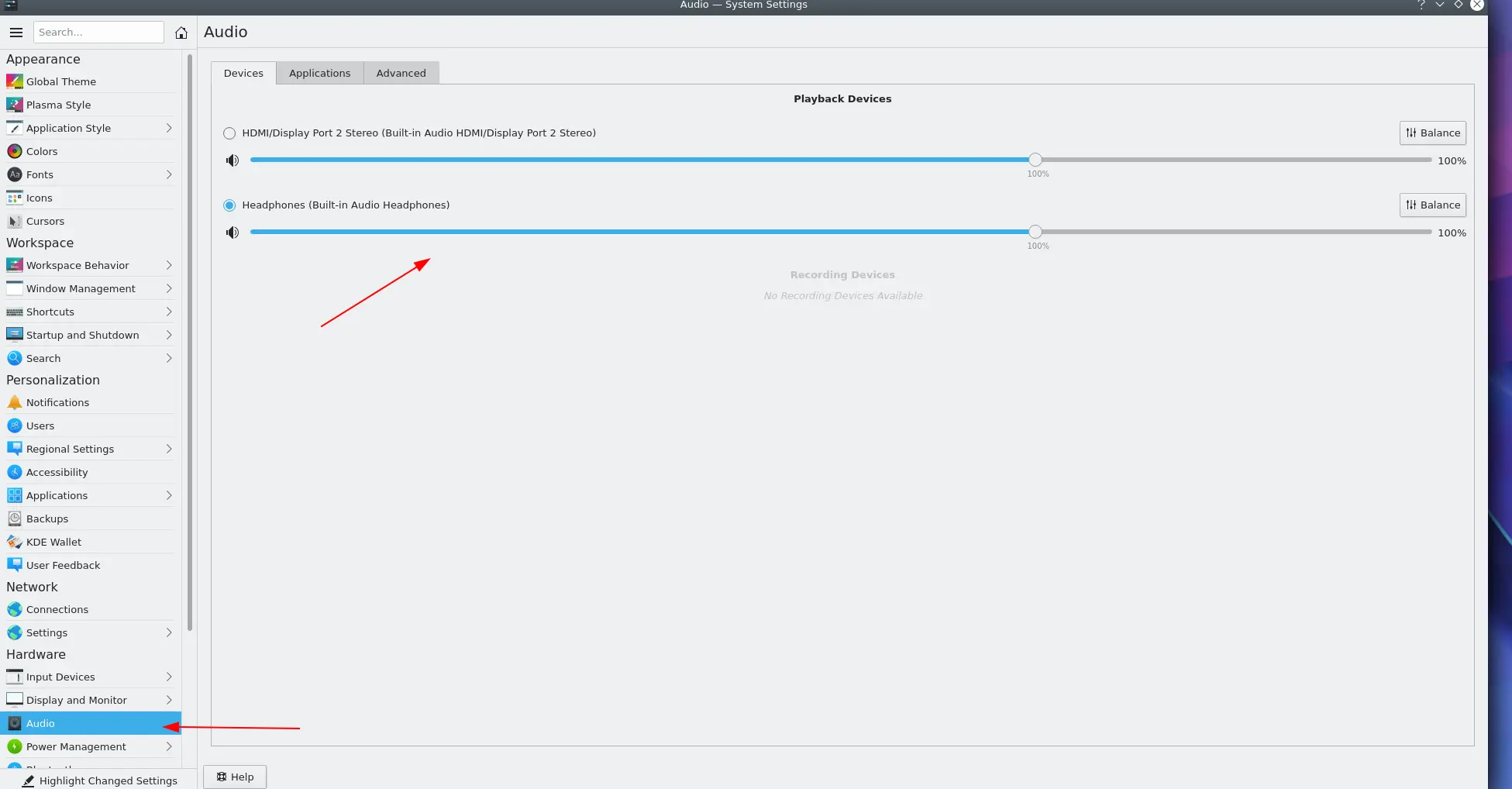 -audio setting